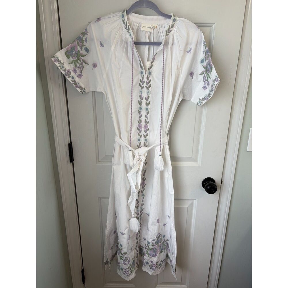 NWT Julia Amory AERIN x Julia Amory Cordelia Coatue Dress Embroidered Size S